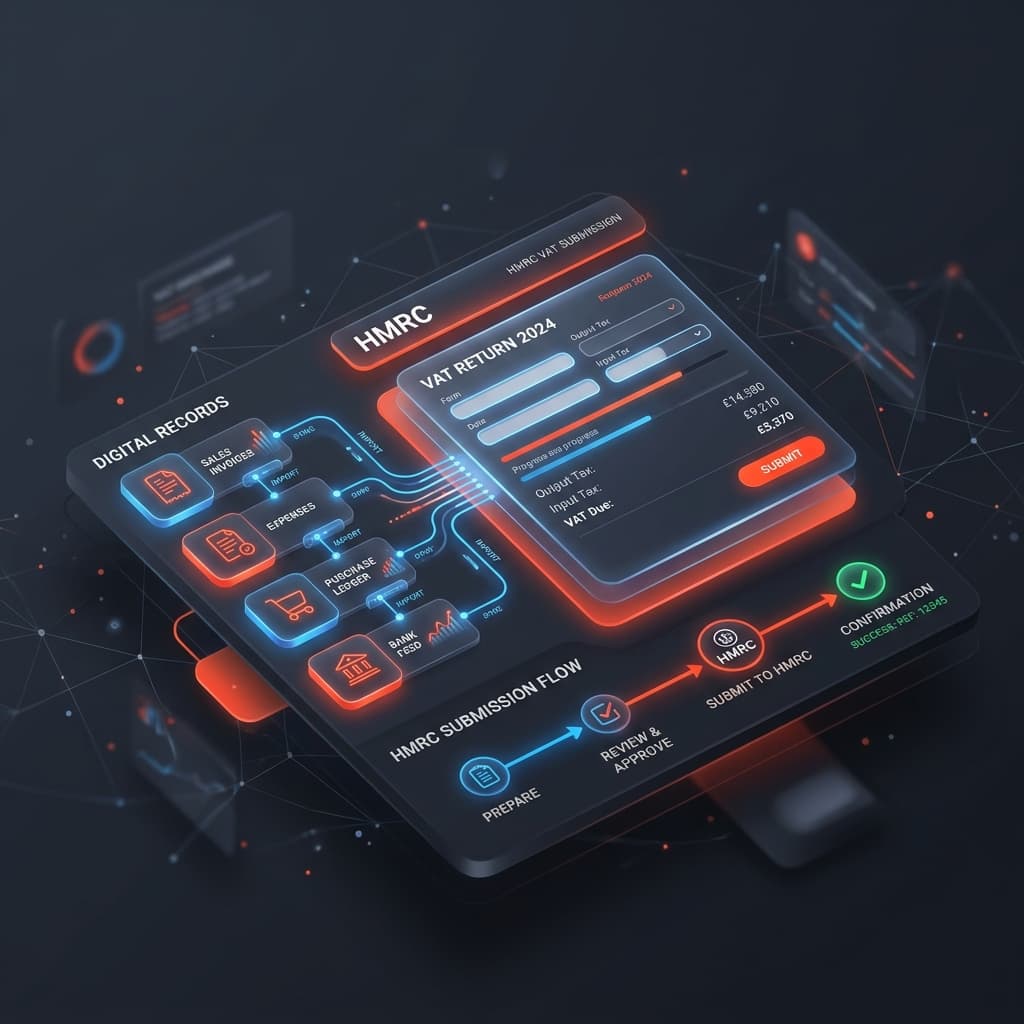 Holographic dashboard representing VAT MTD submission flow